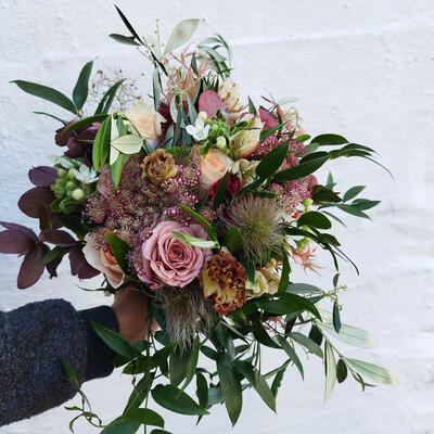 Brudebukett vilter rosatoner